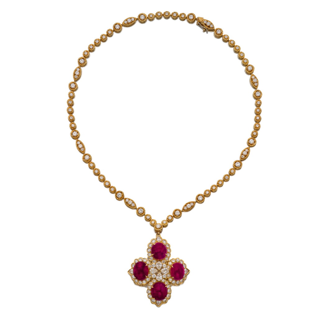 View full screen - View 1 of Lot 110. Van Cleef & Arpels | Ruby and Diamond Pendant-Necklace 梵克雅寶 紅寶石配鑽石吊墜項鏈.