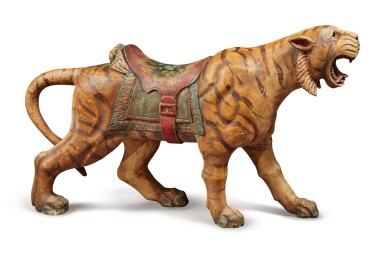 View full screen - View 1 of Lot 163. Rare Carved and Polychrome Paint-Decorated Pine Carousel Tiger, Philadelphia Toboggan Company, Philadelphia, Pennsylvania, circa 1905.