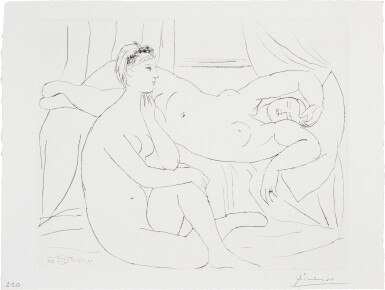 View full screen - View 1 of Lot 100. Deux femmes se reposant, from la suite Vollard (B. 143; Ba. 210).