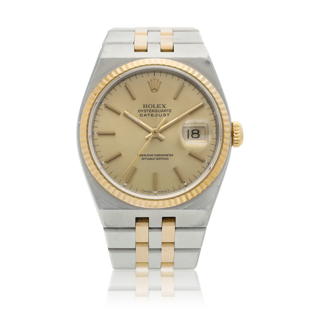 View full screen - View 1 of Lot 46. Reference 17013 A stainless steel and yellow gold bracelet watch, Circa 1991.