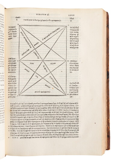 View full screen - View 1 of Lot 801. Joannes Philoponus, Eis tà ystera analytika Aristotelous ypomnema, Venice, Paolo Manuzio & Heirs of Torresano, 1534, eighteenth-century calf.