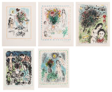 View full screen - View 1 of Lot 32. Quinze Dernières Lithographies de Marc Chagall: 5 prints (M. 1035, 1036, 1038, 1042 and 1047).