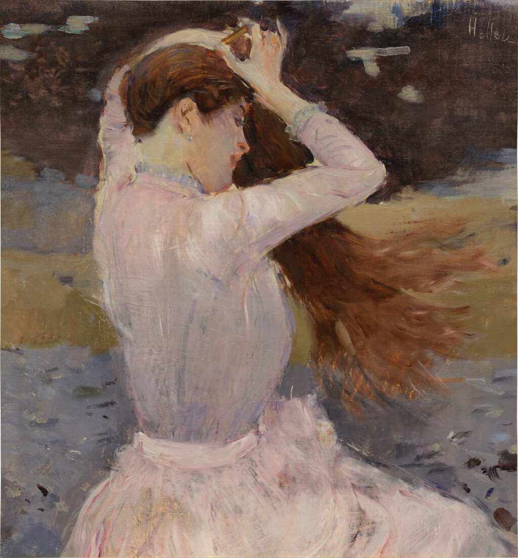 View full screen - View 1 of Lot 115. Jeune femme se coiffant.