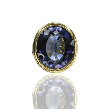 View full screen - View 1 of Lot 49. Gold and synthetic sapphire ring, Michele della Valle.