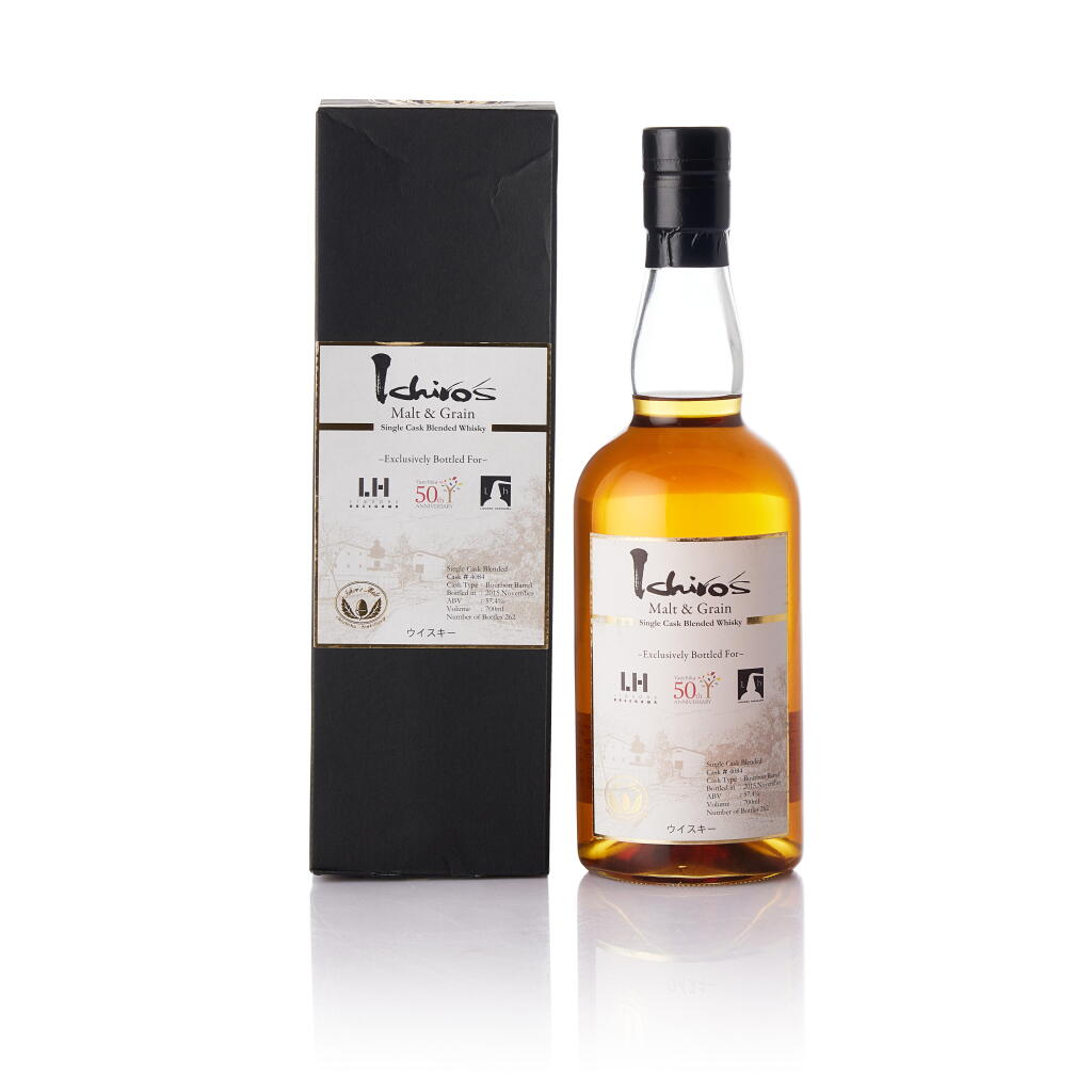 View full screen - View 1 of Lot 1359. Ichiro's Malt & Grain Cask #4084 for Liquor's Hasegawa and Yaechika 50th Anniversary 57.4 abv NV (1 BT70).