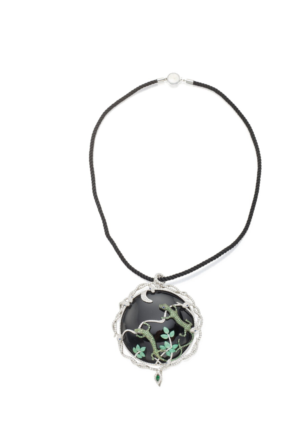 View full screen - View 1 of Lot 188. Tiffany & Co. | Gem-Set and Diamond 'Green Lizard' Pendant-Brooch.