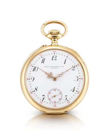 View full screen - View 1 of Lot 8147. PATEK PHILIPPE | A YELLOW GOLD OPENFACE WATCH, MADE IN 1908.