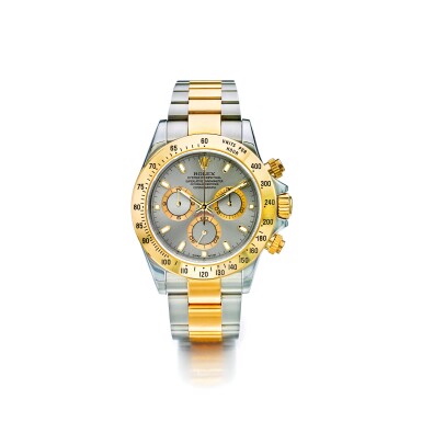 View full screen - View 1 of Lot 865. ROLEX | REF 116523 DAYTONA A STAINLESS STEEL AND YELLOW GOLD AUTOMATIC CHRONOGRAPH WRISTWATCH WITH BRACELET CIRCA 2002 | 勞力士 | 116523型號「DAYTONA」精鋼及黃金自動上鏈計時鍊帶腕錶,年份約2002.