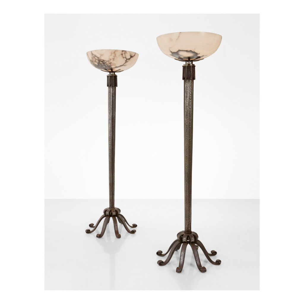 View full screen - View 1 of Lot 61. RAYMOND SUBES | PAIR OF FLOOR LAMPS.