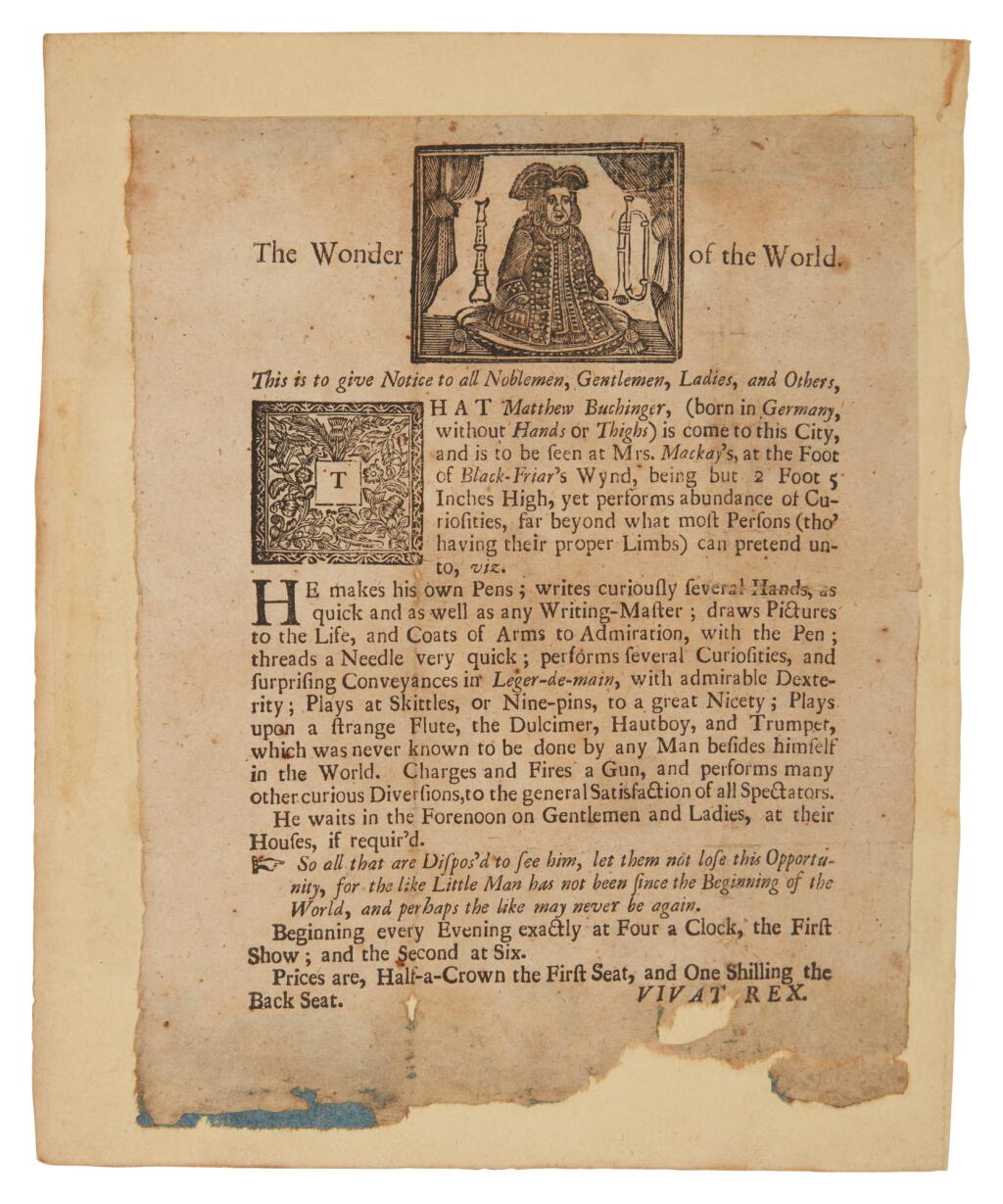 View full screen - View 1 of Lot 114. (Buchinger, Matthias) | The Wonder of the World, a possibly unique handbill.