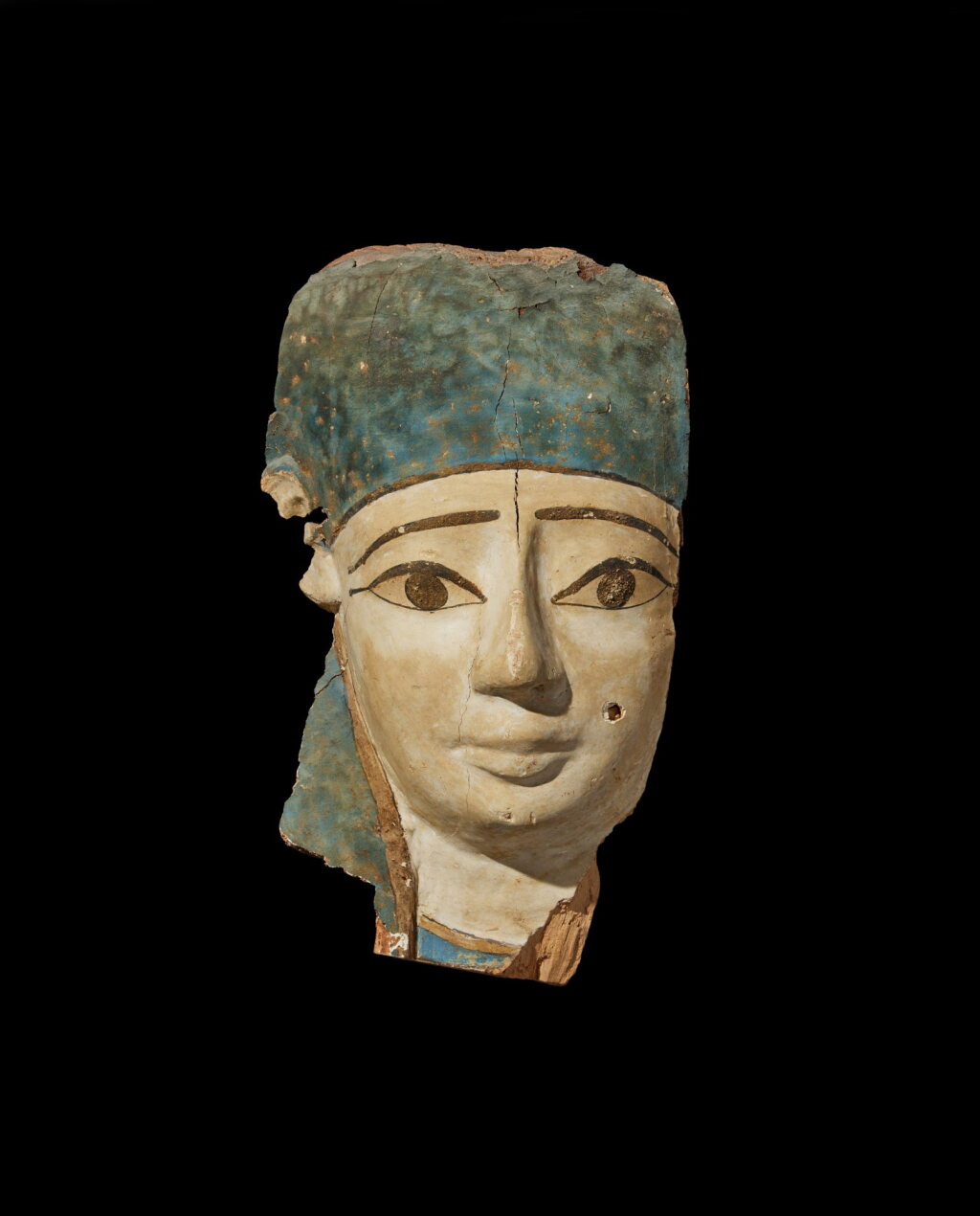 View full screen - View 1 of Lot 211. An Egyptian Polychrome Cartonnage Mummy Mask, Late Ptolemaic Period, circa 100-30 B.C..
