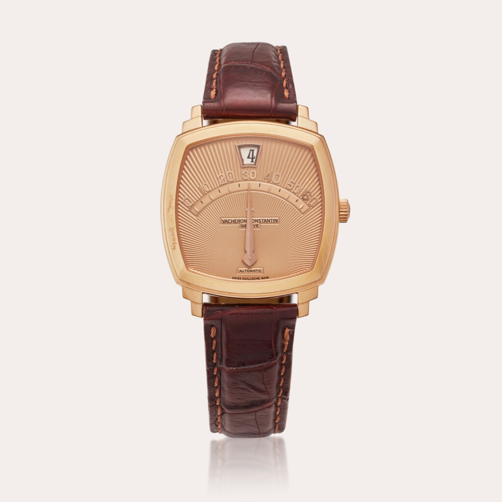 View full screen - View 1 of Lot 139. Reference 43041/000R-8675 Jump Hour 'Saltarello' | A limited edition pink gold automatic cushion shaped jump hour wristwatch with retrograde minutes, Circa 1998.