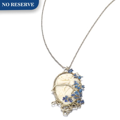 View full screen - View 1 of Lot 31. IVORY AND ENAMEL PENDANT.