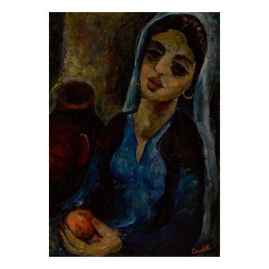 View full screen - View 1 of Lot 42. MOSHE ELAZAR CASTEL | GIRL WITH FRUIT.