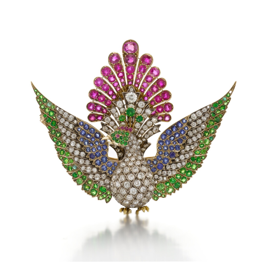 View full screen - View 1 of Lot 172. A gem-set and diamond brooch.