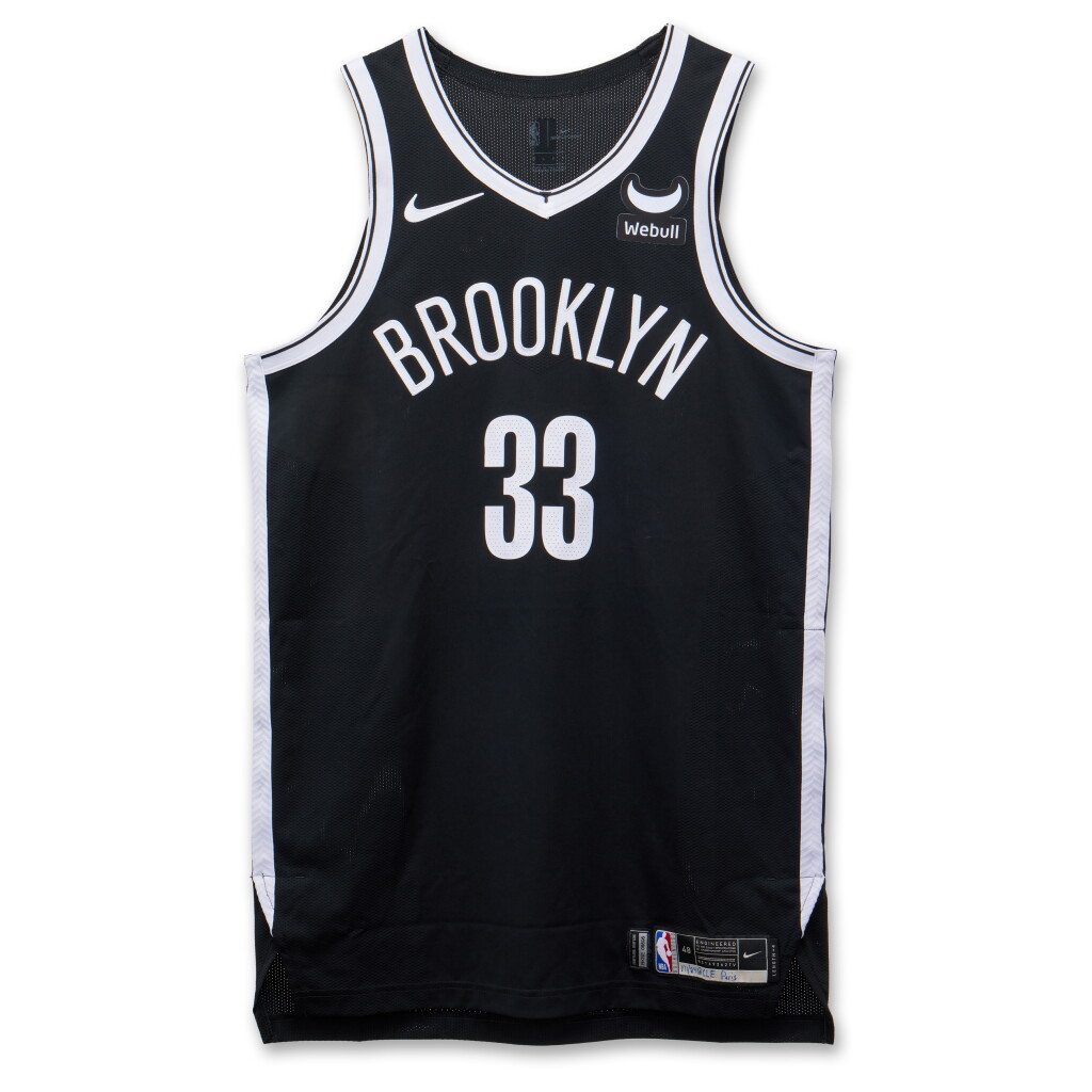 View full screen - View 1 of Lot 58. Nic Claxton Brooklyn Nets 2023-2024 Game Worn Icon Edition Jersey | Double-Double.