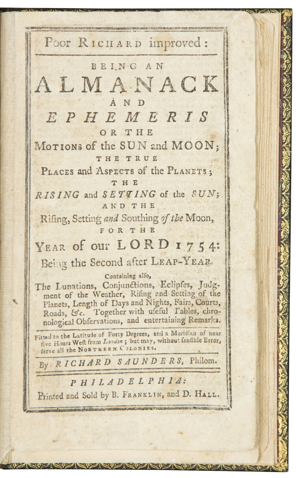 View full screen - View 1 of Lot 1045. Franklin, Benjamin | A rare issue of Poor Richard's Almanack.
