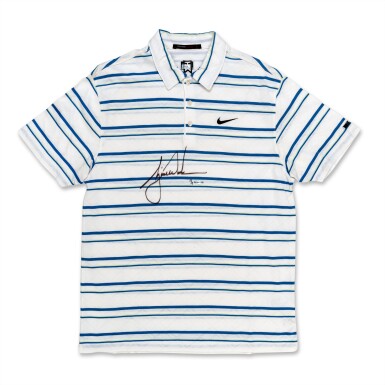 View full screen - View 1 of Lot 22. Tiger Woods 73rd Masters Tournament Match Worn & Signed Polo Shirt.