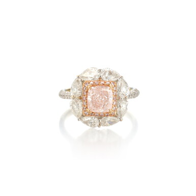 View full screen - View 1 of Lot 198. Light Pink Diamond, Colored Diamond and Diamond Ring.