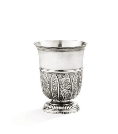 View full screen - View 1 of Lot 68. A SILVER BEAKER, JEAN-BAPTISTE LE SENNE, ANGERS, 1740-1742 | TIMBALE À APPLIQUES EN ARGENT PAR JEAN-BAPTISTE LE SENNE, ANGERS, 1740-1742.