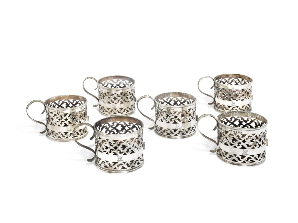 View full screen - View 1 of Lot 262. Six Victorian silver hurricane chamber candlesticks, three Ephraim Tysall, 1875, three Thomas White, 1877, all London.