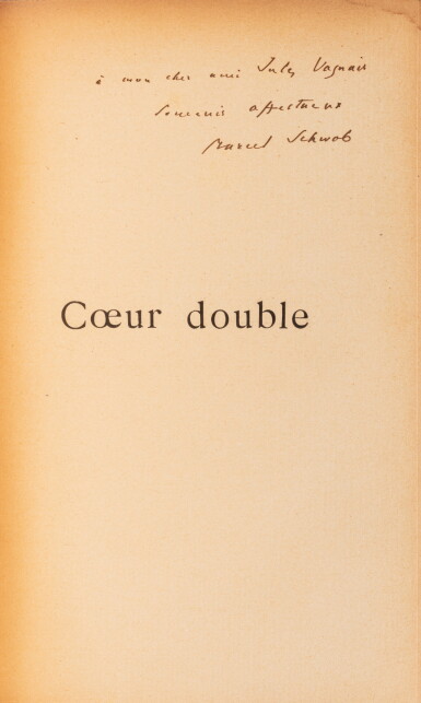 View full screen - View 1 of Lot 119. Deux ouvrages en édition originale. "Cœur double", 1891. Envoi à Robert Louis Stevenson. Spicilège, 1896. Envoi à Jose Maria de Heredia..