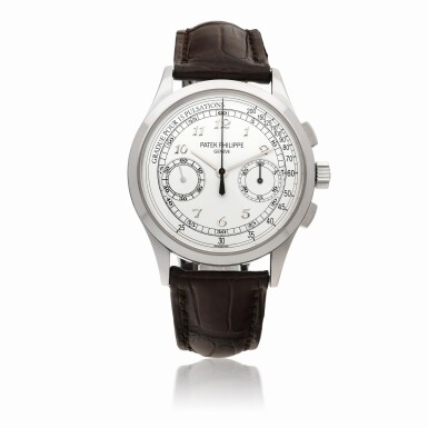View full screen - View 1 of Lot 405. PATEK PHILIPPE | REF 5170 WHITE GOLD CHRONOGRAPH WRISTWATCH WITH PULSATION SCALE CIRCA 2014.
