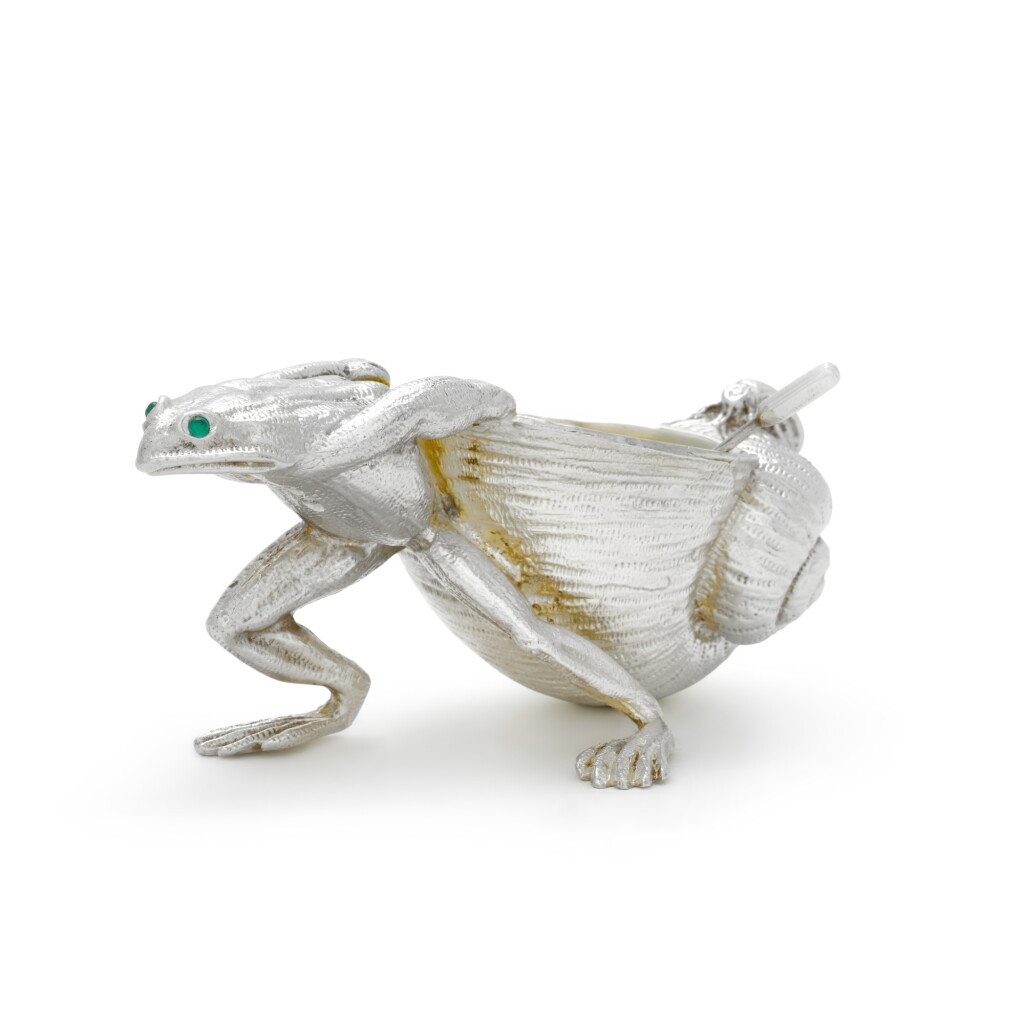 View full screen - View 1 of Lot 67. A novelty silver frog salt cellar, Francis Howard, Sheffield, 2019.