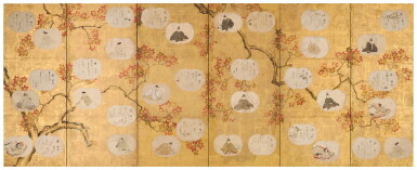 View full screen - View 1 of Lot 169. ANONYMOUS EDO PERIOD, 18TH CENTURY | POETS AND POEMS AMONG MAPLE BRANCHES.