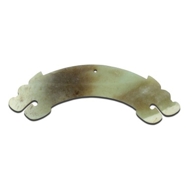 View full screen - View 1 of Lot 141. AN ARCHAISTIC JADE 'DRAGON' HUANG, QING DYNASTY | 清 仿古玉交龍紋璜.