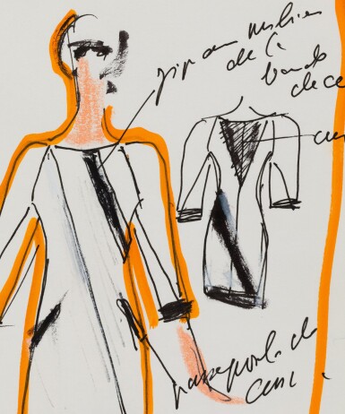 View full screen - View 1 of Lot 1. An original sketch for fashion, 2013 | Croquis de mode original, 2013.