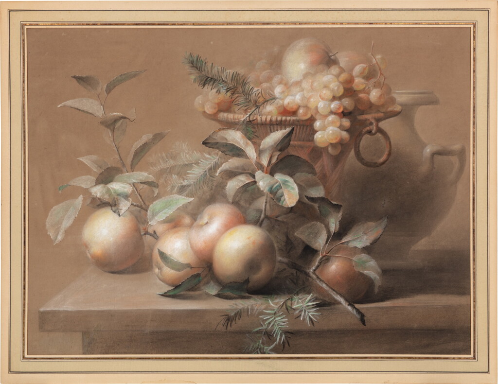 View full screen - View 1 of Lot 151. Still life with apples and grapes | Nature morte aux pommes et aux raisins .