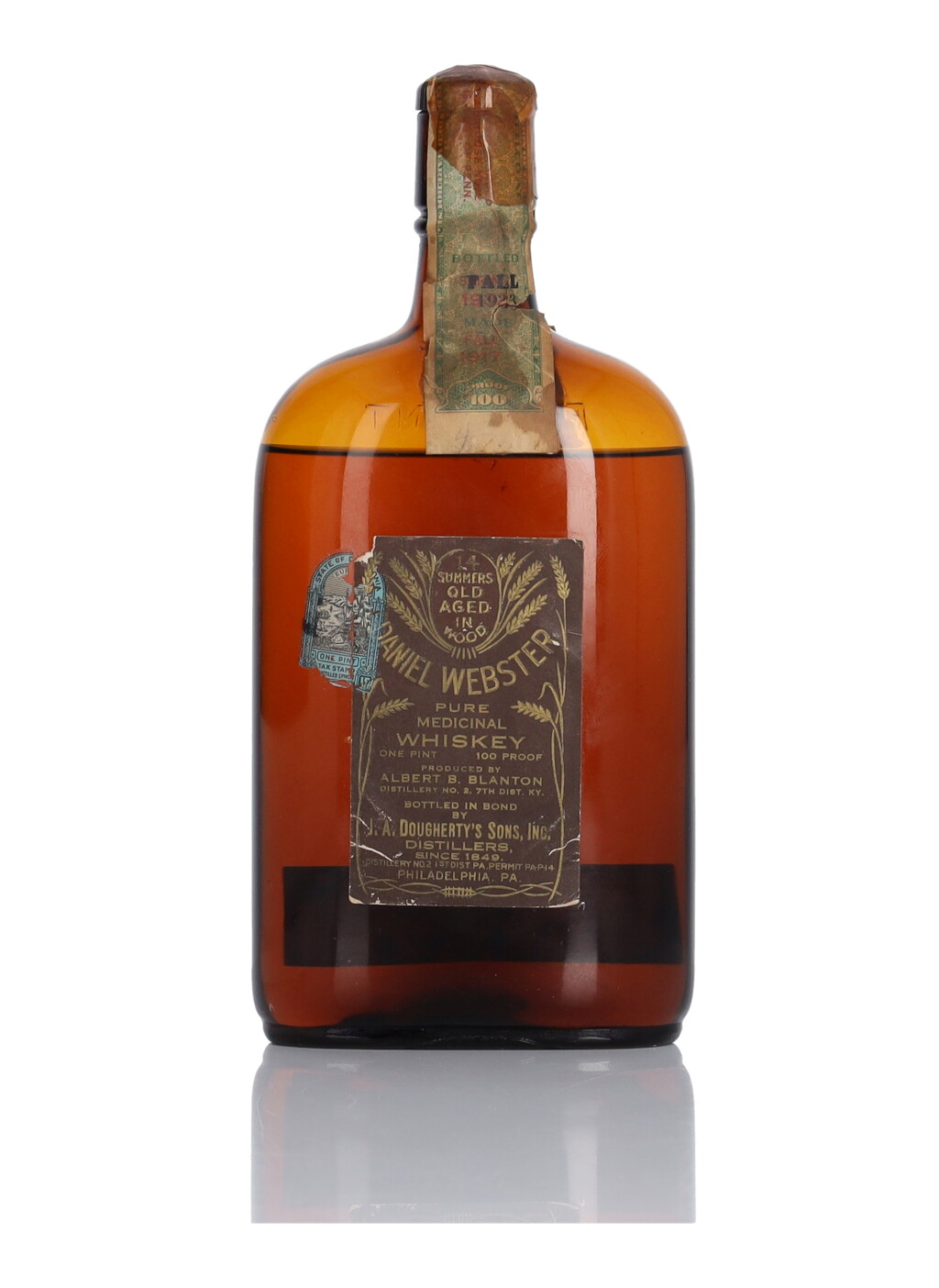 View full screen - View 1 of Lot 186. Daniel Webster 14 Year Old 100 Proof 1917 (1 Pint).