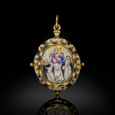 View full screen - View 1 of Lot 275. Devotional Pendant with St. Beatriz da Silva and St. Domenica.