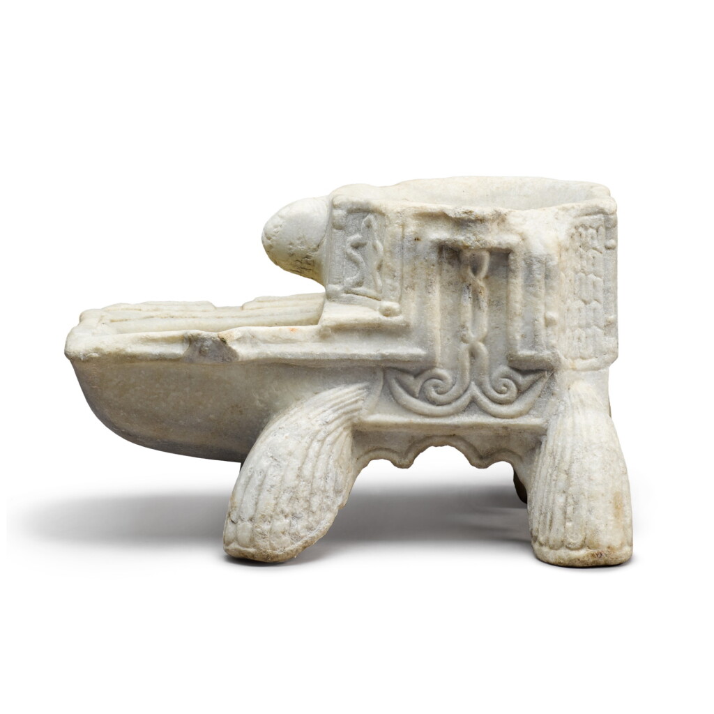 View full screen - View 1 of Lot 64. A Fatimid marble jar stand (kilga), Egypt, 11th/12th century.