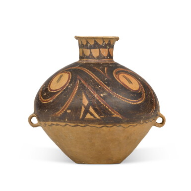 View full screen - View 1 of Lot 388. A painted pottery jar, Neolithic period, Majiayao culture | 新石器時代 馬家窰文化 雙繫彩繪陶罐.
