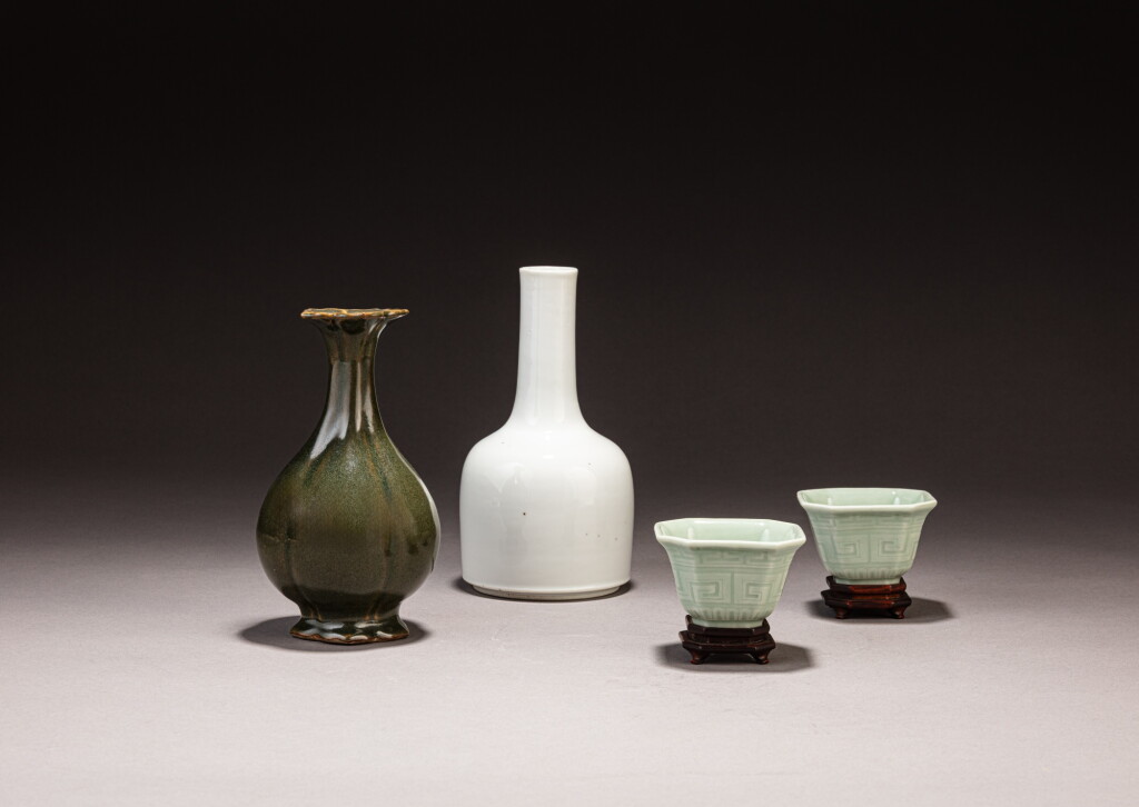 View full screen - View 1 of Lot 368. A group of four monochrome-glazed wares, Qing dynasty.