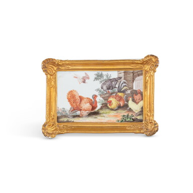 View full screen - View 1 of Lot 706. A Fürstenberg porcelain ornithological rectangular wall plaque, circa 1770.