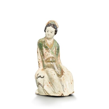 View full screen - View 1 of Lot 3619. A Cizhou polychrome-painted figure of a lady, Northern Song - Jin dynasty | 北宋至金 磁州窰三彩仕女像.