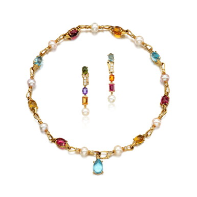 View full screen - View 1 of Lot 24. Gem-set demi-parure, ‘Allegra’.