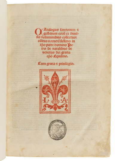 View full screen - View 1 of Lot 160. Natalibus, Catalogus sanctorum, Venice, 1506, modern calf.