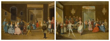 View full screen - View 1 of Lot 171. Two scenes from a masked ball.