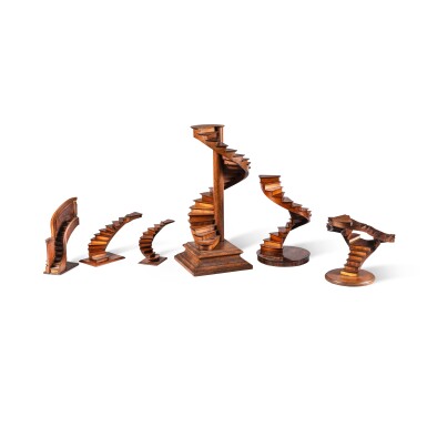 View full screen - View 1 of Lot 35. A set of six walnut model of stairs, 18th and 19th centuries .
