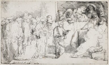 View full screen - View 1 of Lot 29. Christ Disputing with the Doctors: A Sketch (B., Holl. 65; New Holl. 267; H. 257).