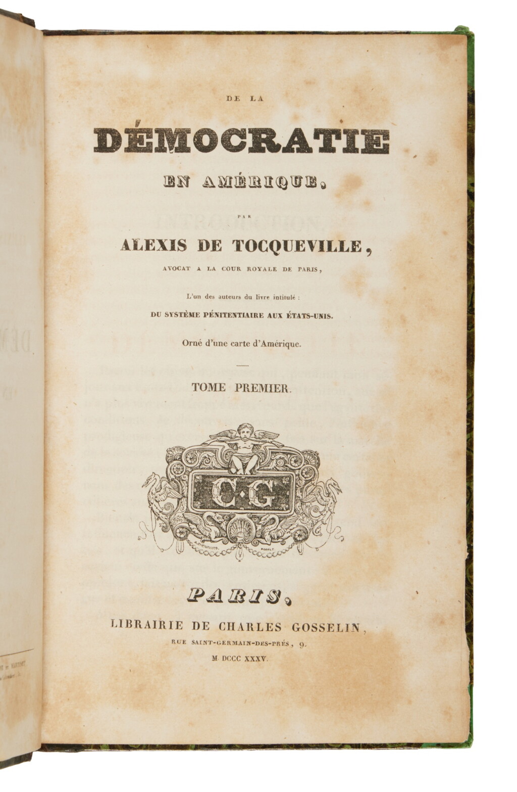 View full screen - View 1 of Lot 107. Tocqueville, Alexis De | First edition of both parts.