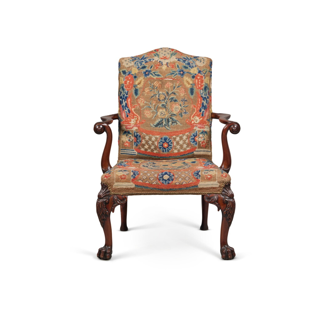 View full screen - View 1 of Lot 62. A George II Carved Walnut Open Armchair, Circa 1740.