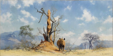 View full screen - View 1 of Lot 65. DAVID SHEPHERD | RHINO COUNTRY.