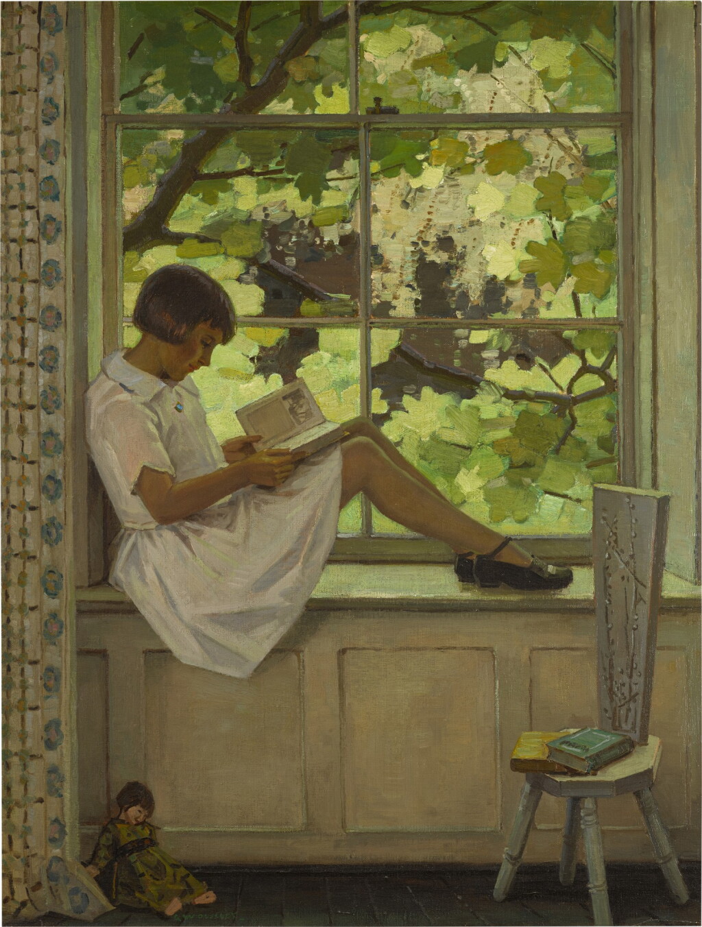 View full screen - View 1 of Lot 111. Reading on the Windowsill.