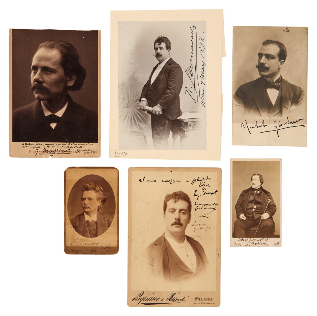 View full screen - View 1 of Lot 139. Composers. Collection of signed photographs, including of Rossini, Puccini and Grieg, 1867-1898.