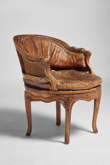 View full screen - View 1 of Lot 143. A Louis XV Walnut Fauteuil de Bureau, Probably Lyon, Mid-18th Century.